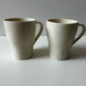 Starbucks Set of Two White Textured Mugs